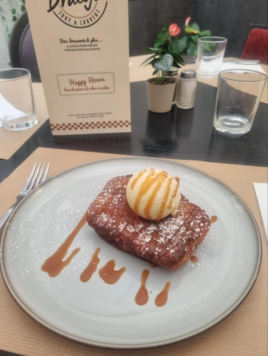 Pain perdu, glace vanille et caramel beurre salé